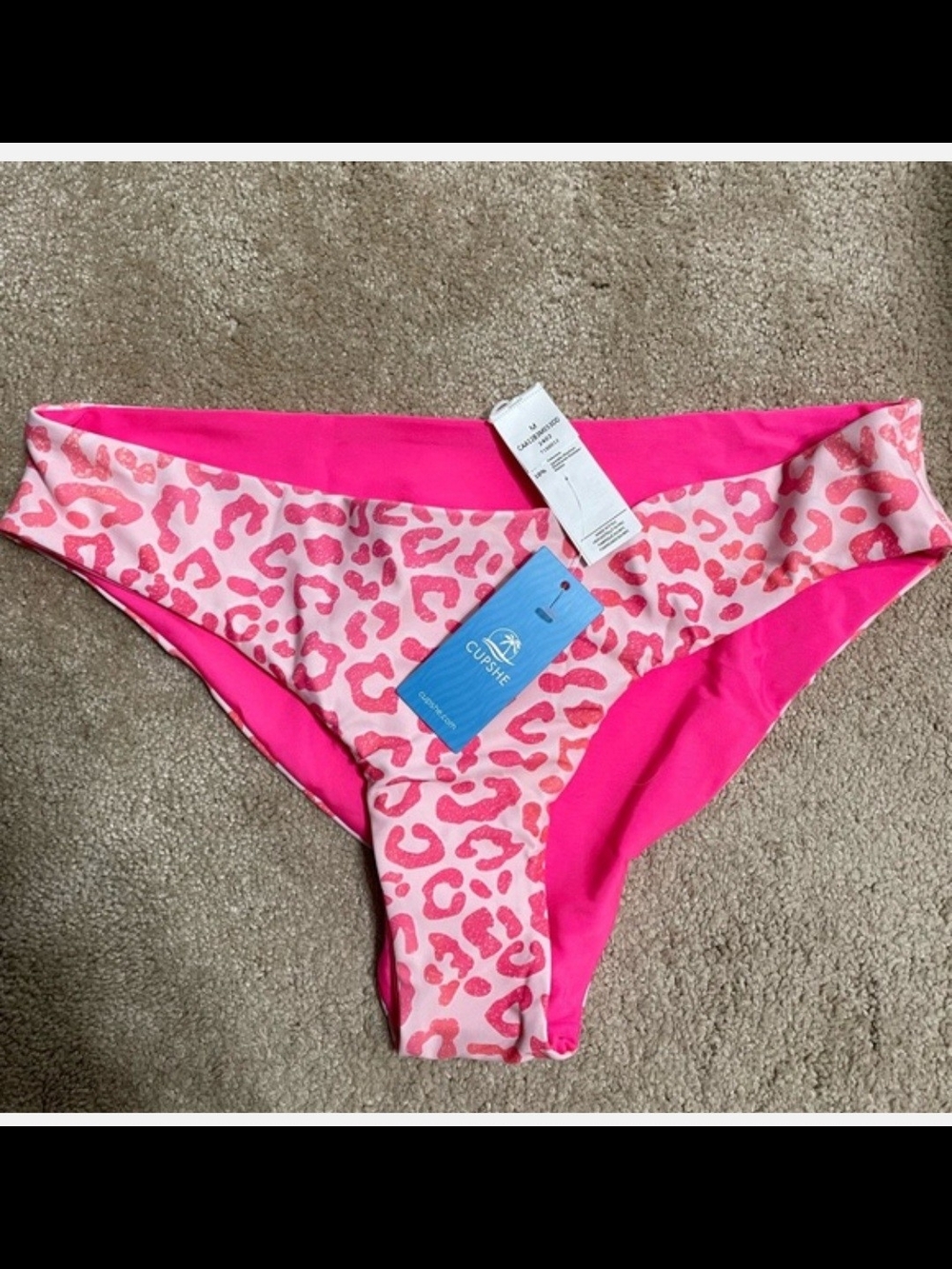 Cupshe Pink Leopard Hipster Bikini -reversible